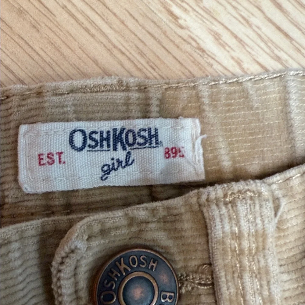 OshKosh B’gosh Girls Size 4 Tan Khaki Corduroy Pants Adjustable Waist